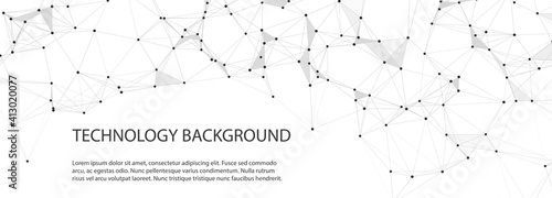 Abstract digital background of points and lines. Glowing black plexus. Big data. Network or connection. Abstract technology science background. 3d vector illustration.