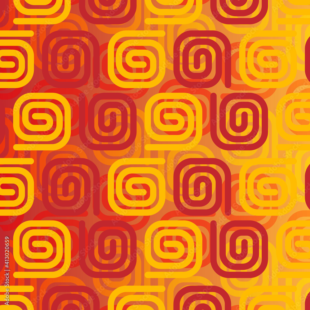 Fototapeta premium Abstract swirls concept vector yellow and red background decorative