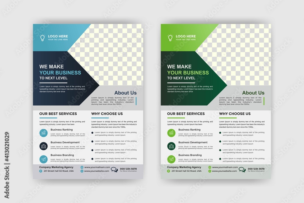 Corporate Flyer poster template brochure cover design layout background A4 size