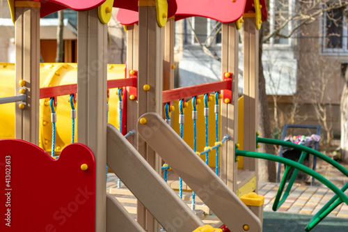  Playground for children  detail. Close-up  side view. You can clearly see quality of decoration of children s playground