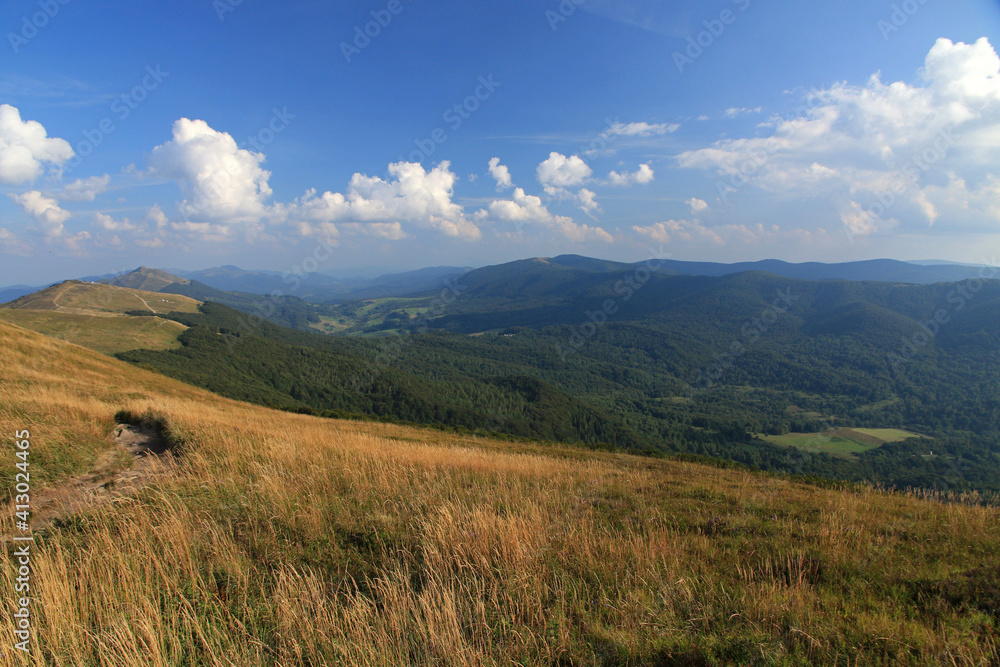 Landscape of Polonina Wetlinska, Bieszczady National Park, Poland  