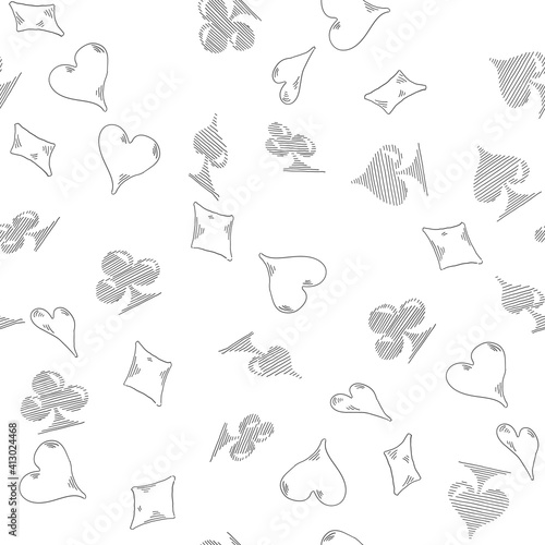 Playing card suit seamless pattern. Gambling theme vector background