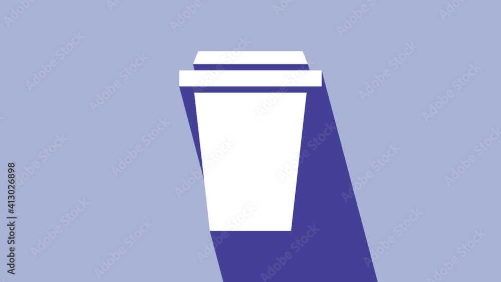 White Coffee cup to go icon isolated on purple background. 4K Video motion graphic animation White Coffee cup to go icon isolated on purple background. 4K Video motion graphic animation