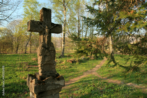 Old cemetery in Wolosate, Bieszczady Mountains, Poland photo