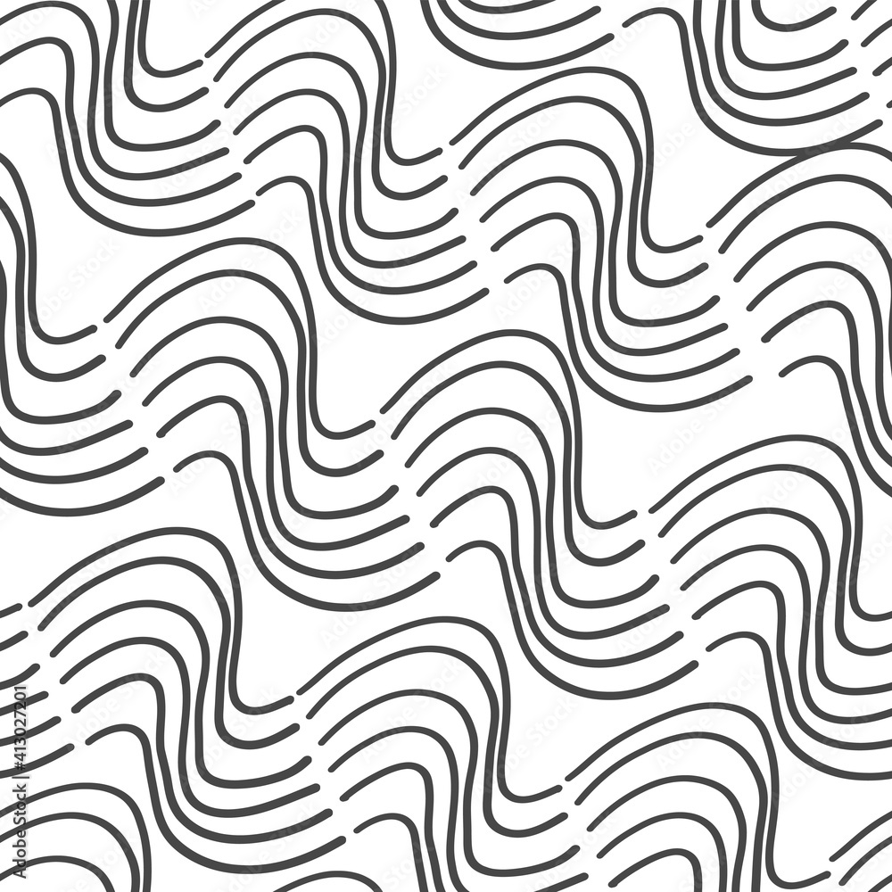 Seamless abstract weavy lines pattern. Hand drawn doodles vector. Waves on white background.