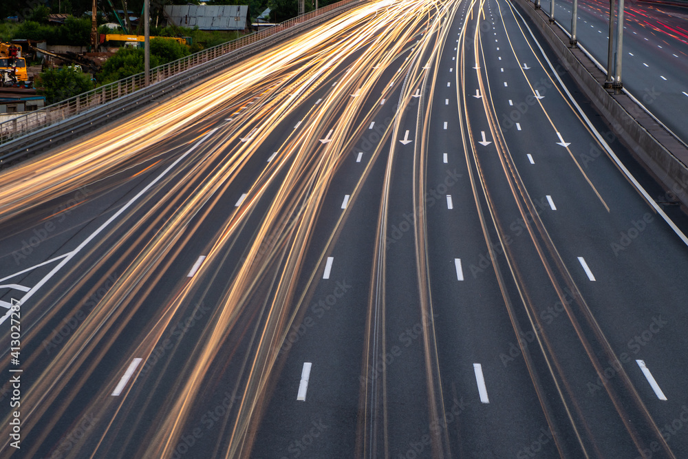 Long exposure light trails on a freeway Long exposure light trails on a freeway