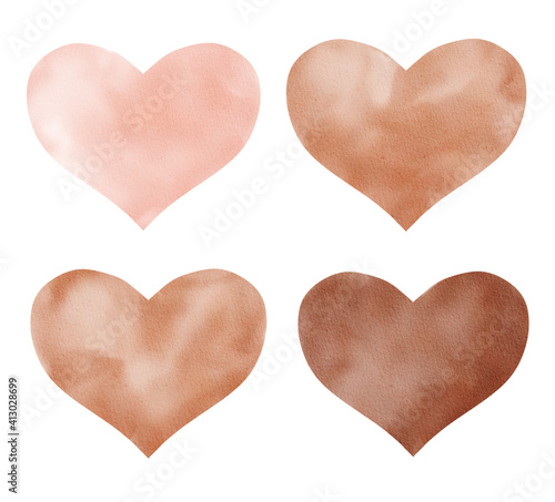 Obraz na płótnie Love hearts watercolor clipart. Hand painted illustration. w salonie