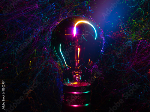 light bulb on a colored background
