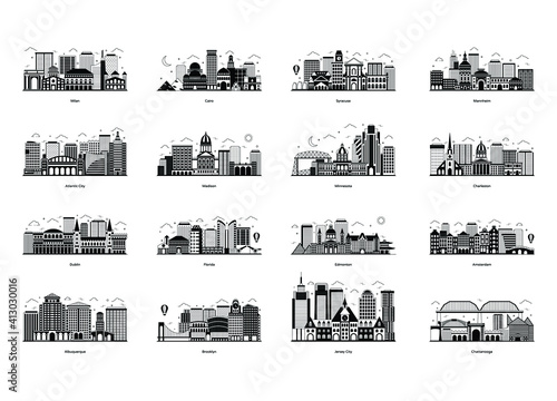 
Pack of Buildings Architecture Glyph Illustrations 
