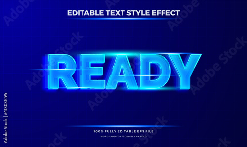 futuristic blue color text motion theme. Modern editable text style effect.