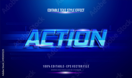 futuristic blue color text motion theme. Modern editable text style effect.