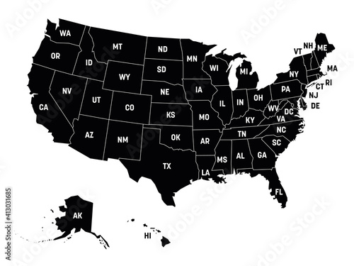 Black map of USA
