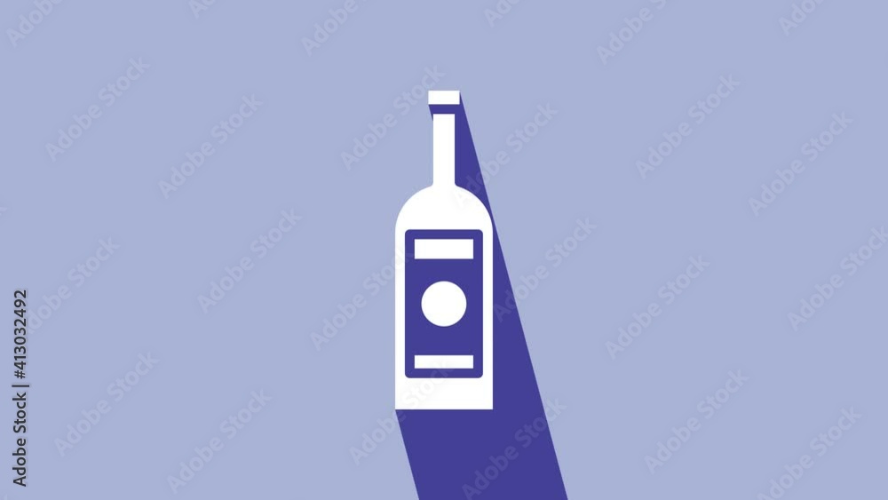 White Glass bottle of vodka icon isolated on purple background. 4K Video motion graphic animation White Glass bottle of vodka icon isolated on purple background. 4K Video motion graphic animation