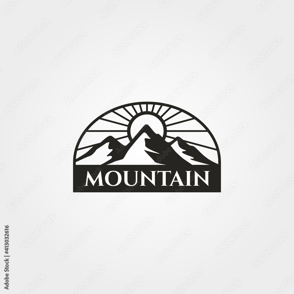 vintage mountain emblem logo vector illustration design, adventure outdoor retro design