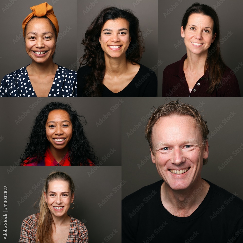 Group of beautiful people in front of a background