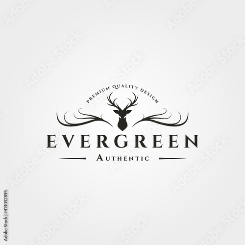antlers deer logo vintage vector symbol illustration design