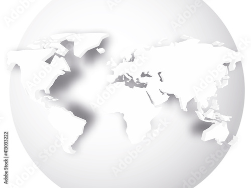 3D map of World and white globe