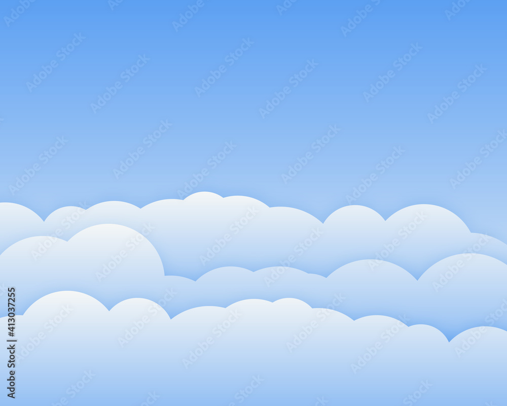 Simple Sky and Clouds vector illustration with perspective effect. You can use it as a background and place your text.