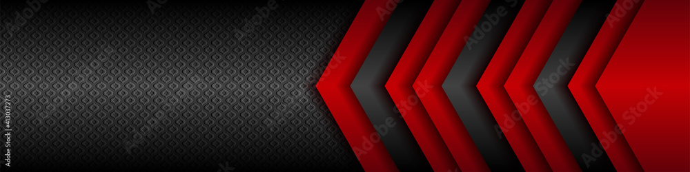 Abstract 3d metallic red shiny color black frame layout modern tech design . Modern dark metal corporate concept banner vector template background
