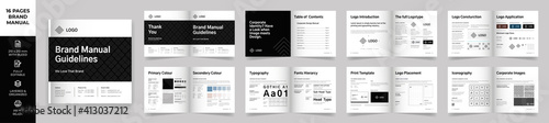Square Brand Manual Template, Simple style and modern layout Brand Style , Brand Book, Brand Identity, Brand Guideline, Guide Book
