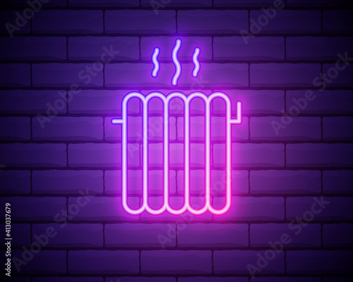 radiator for warming up neon icon. Elements of hotel set. Simple icon for websites, web design, mobile app, info graphics