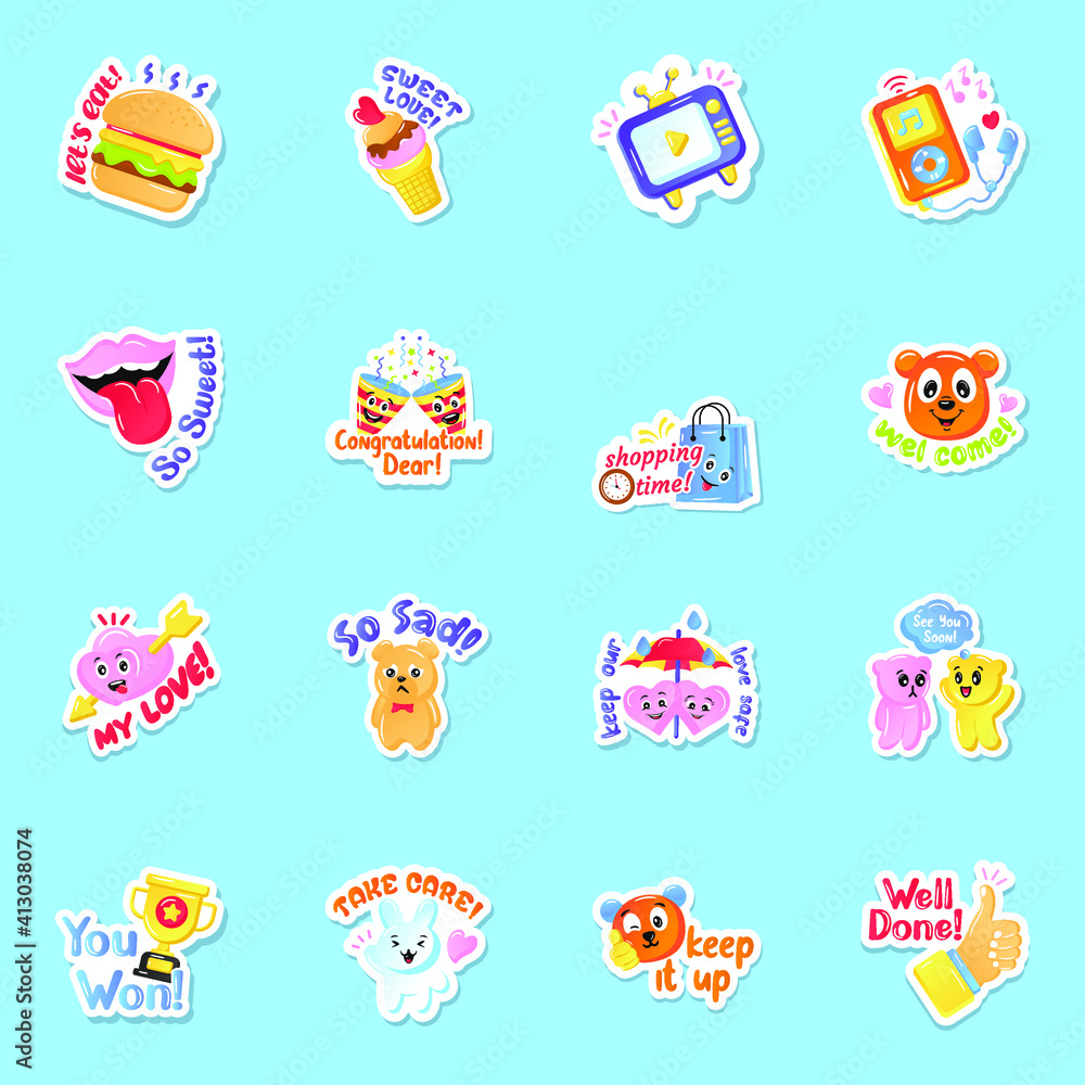 
Flat Colourful Sticker Vectors in Editable Style
