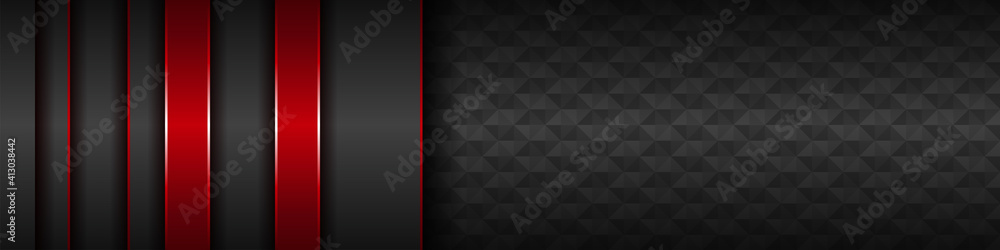 Abstract 3d metallic red shiny color black frame layout modern tech design . Modern dark metal corporate concept banner vector template background