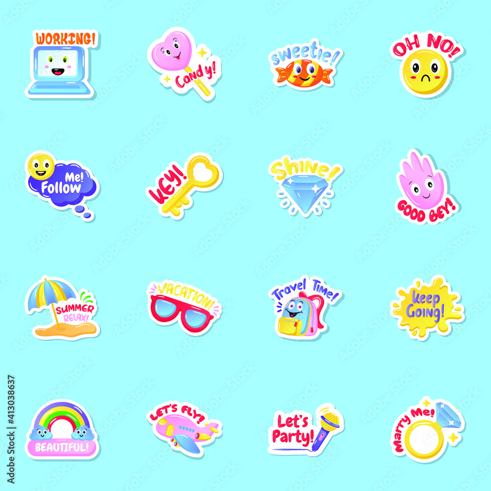 Flat Gradient Stickers in Editable Style
Flat Gradient Stickers in Editable Style