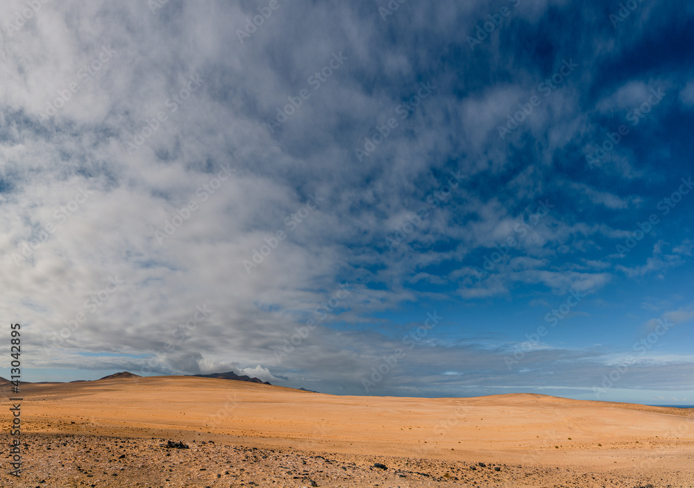 Beautiful desert on Fuerteventura Island, Canary , Spain.