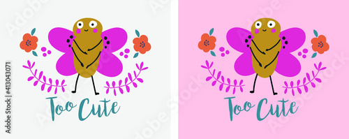 T-shirt and dress pattern design for girls. Floral pattern © DeepPurple