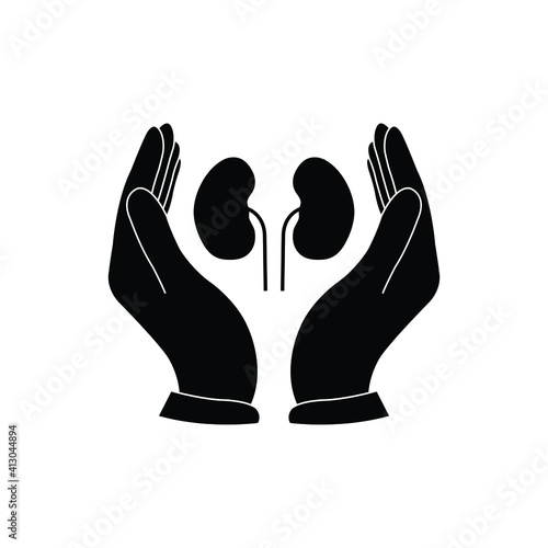 hand holding kidney  care icon vector