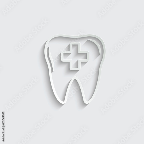 paper Tooth  black vector icon. dentist icon 