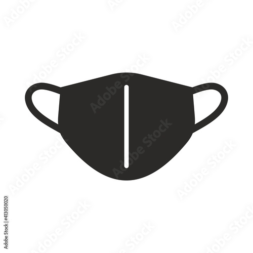 Face mask icon. Face covering. Washable and reusable face mask. Vector icon isolated on white background.