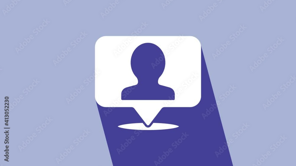 White Map marker with a silhouette of a person icon isolated on purple background. GPS location symbol. 4K Video motion graphic animation White Map marker with a silhouette of a person icon isolated on purple background. GPS location symbol. 4K Video motion graphic animation