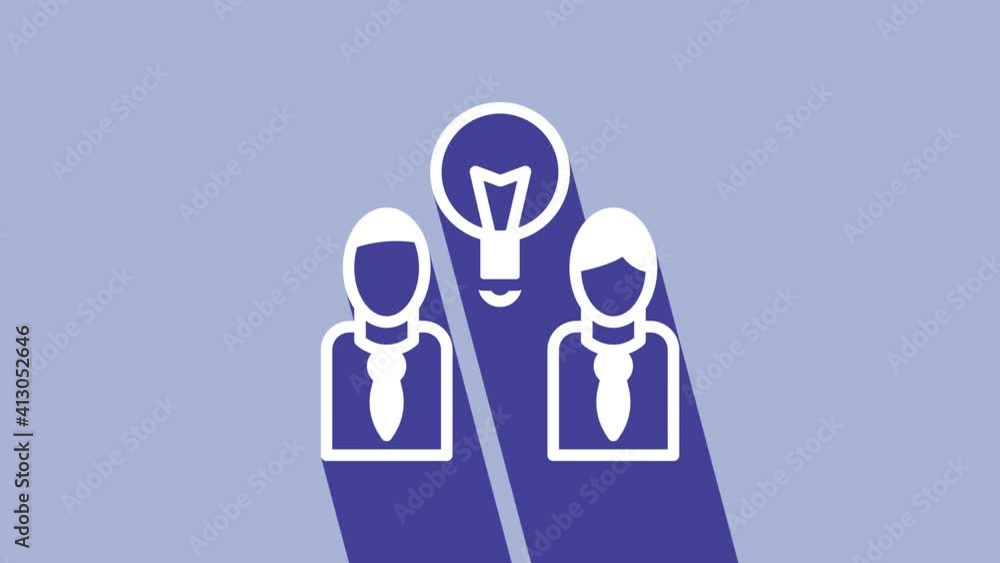 White People with lamp bulb icon isolated on purple background. Concept of idea. 4K Video motion graphic animation White People with lamp bulb icon isolated on purple background. Concept of idea. 4K Video motion graphic animation