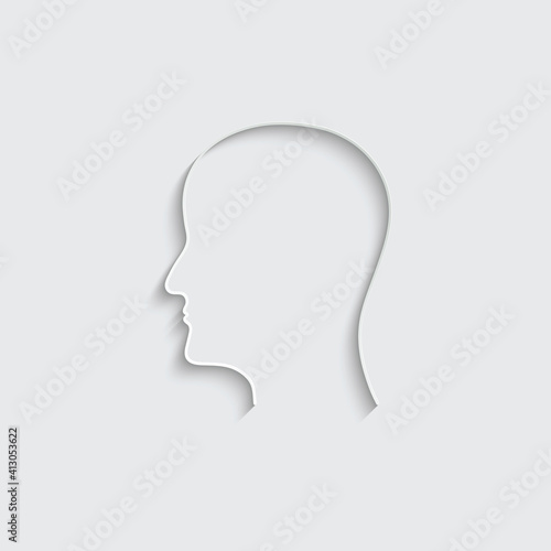 Paper human head profile icon - vector  