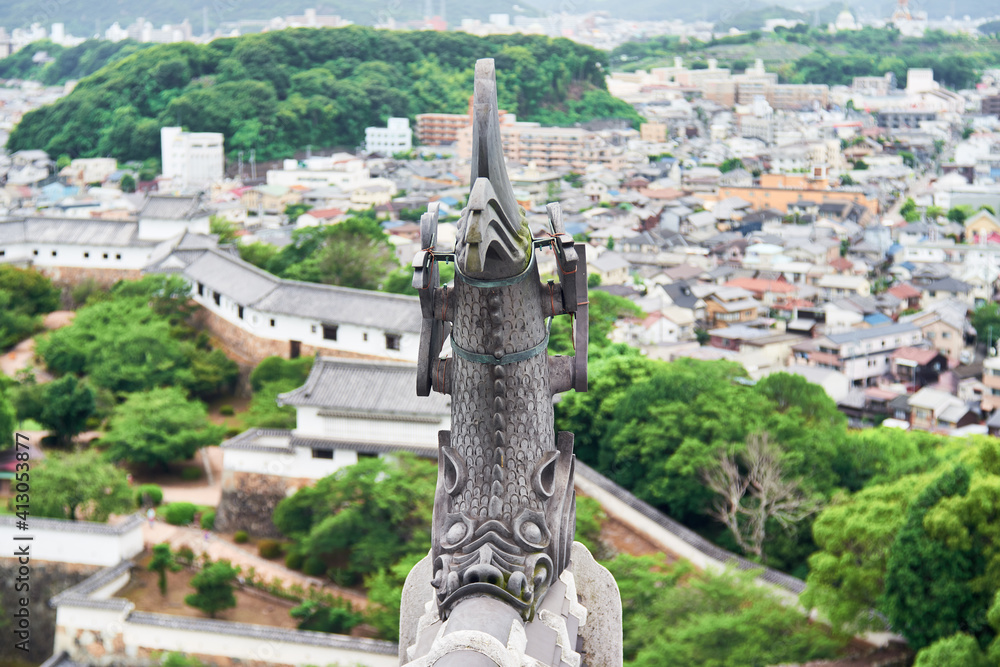 世界遺産　姫路城の天守閣から見た景色