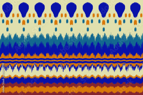 ikat geometric folklore ornament pattern. tribal ethnic and motifs texture striped. retro embroidery style. design for background, wallpaper, decor, clothing, cover, curtain. vector illustration.