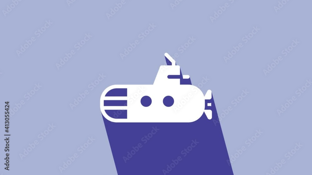 White Submarine icon isolated on purple background. Military ship. 4K Video motion graphic animation White Submarine icon isolated on purple background. Military ship. 4K Video motion graphic animation
