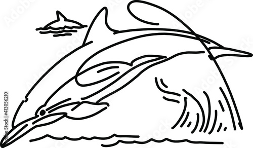 illustration of a jumping dolphin 