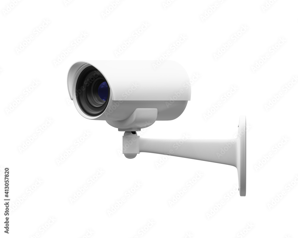 CCTV security camera isolated on white background, 3d render