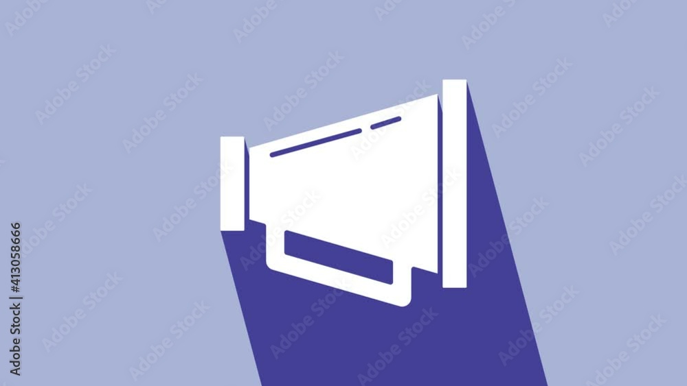 White Megaphone icon isolated on purple background. Speaker sign. 4K Video motion graphic animation White Megaphone icon isolated on purple background. Speaker sign. 4K Video motion graphic animation