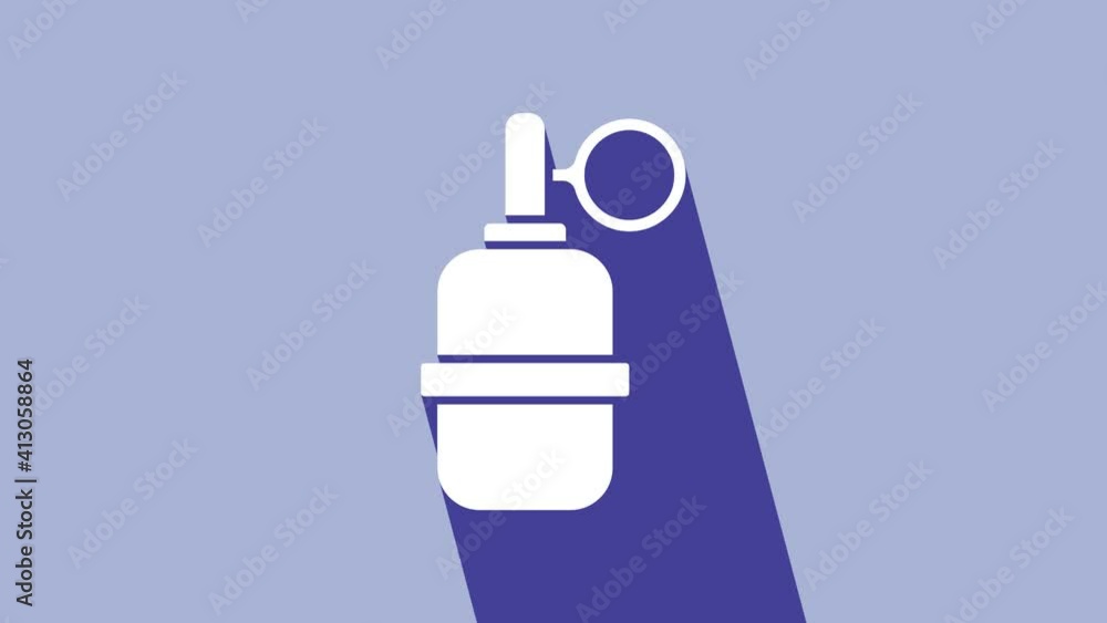 White Hand grenade icon isolated on purple background. Bomb explosion. 4K Video motion graphic animation White Hand grenade icon isolated on purple background. Bomb explosion. 4K Video motion graphic animation