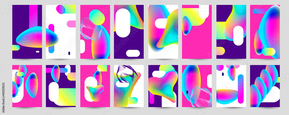 Set geometric colors fluid shapes eps 10. Flowing and liquid abstract gradient background for banner, poster or book. Vector design Set geometric colors fluid shapes eps 10. Flowing and liquid abstract gradient background for banner, poster or book. Vector design