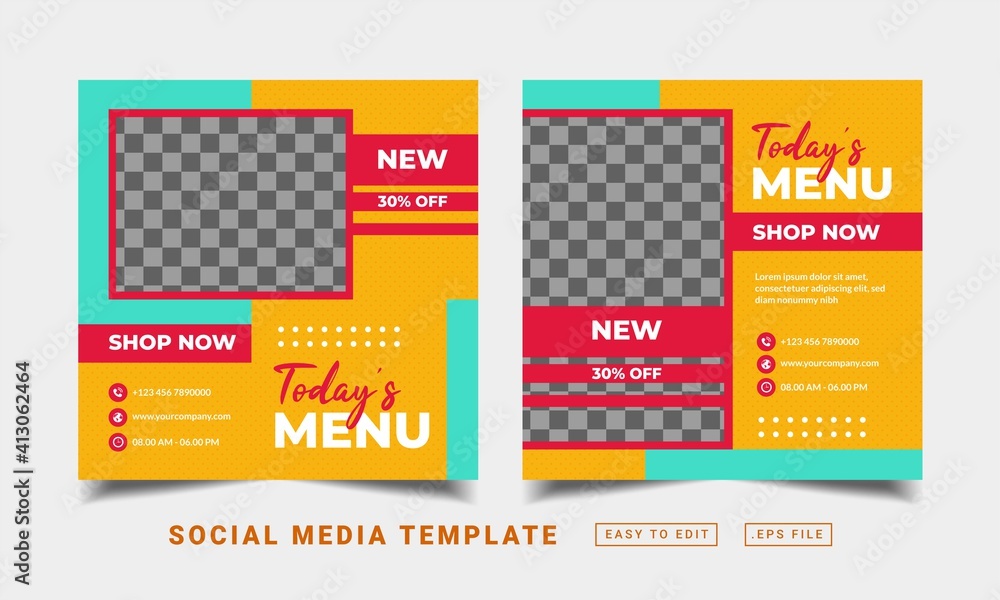 Flyer or social media post themed restaurant food menu template Stock ...