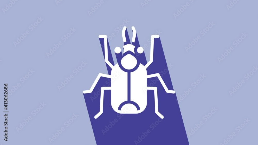 White Beetle bug icon isolated on purple background. 4K Video motion graphic animation White Beetle bug icon isolated on purple background. 4K Video motion graphic animation