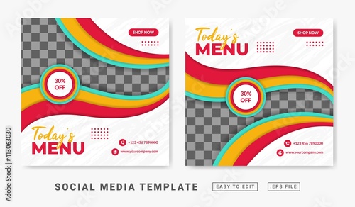 Flyer or social media post themed restaurant food menu template