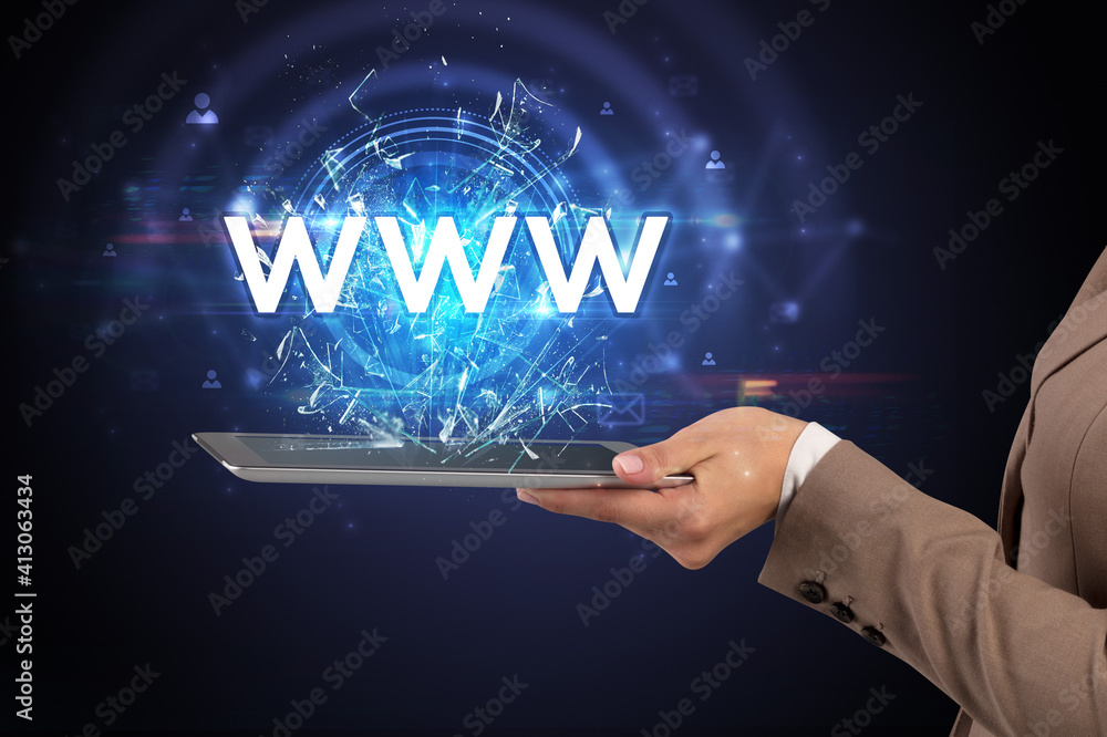Close-up of a touchscreen with WWW abbreviation, modern technology concept Close-up of a touchscreen with WWW abbreviation, modern technology concept