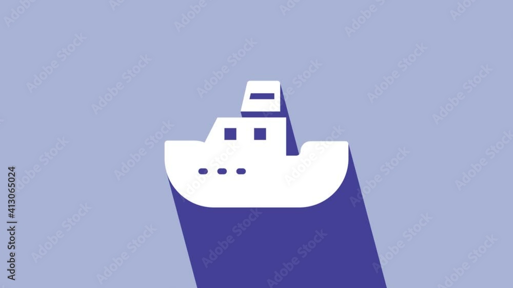White Toy boat icon isolated on purple background. 4K Video motion graphic animation White Toy boat icon isolated on purple background. 4K Video motion graphic animation