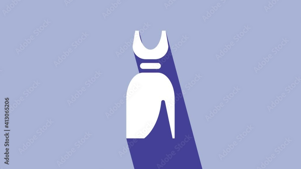 White Woman dress icon isolated on purple background. Clothes sign. 4K Video motion graphic animation White Woman dress icon isolated on purple background. Clothes sign. 4K Video motion graphic animation